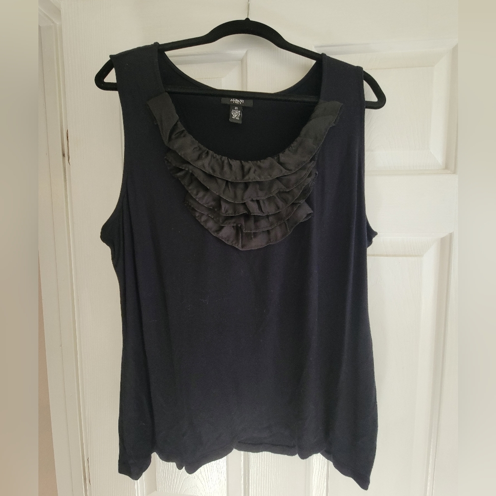 Alfani NWOT Black Sleeveless Ruffle Neck Blouse - Plus Size 2X